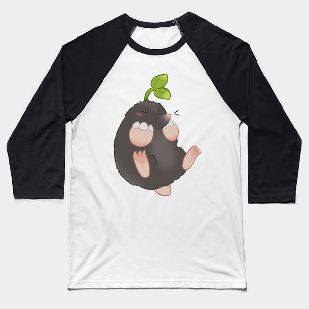 Squealing Mole Sprout Baseball T-Shirt by Cherushii78